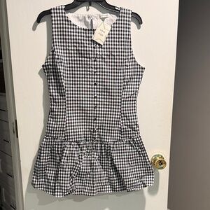 Stylish Black and White Checkered Mini Dress